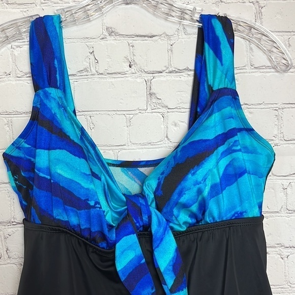 Inches Away for Longitude Swim Graphic Tie Front Swim Dress - Picture 2 of 13